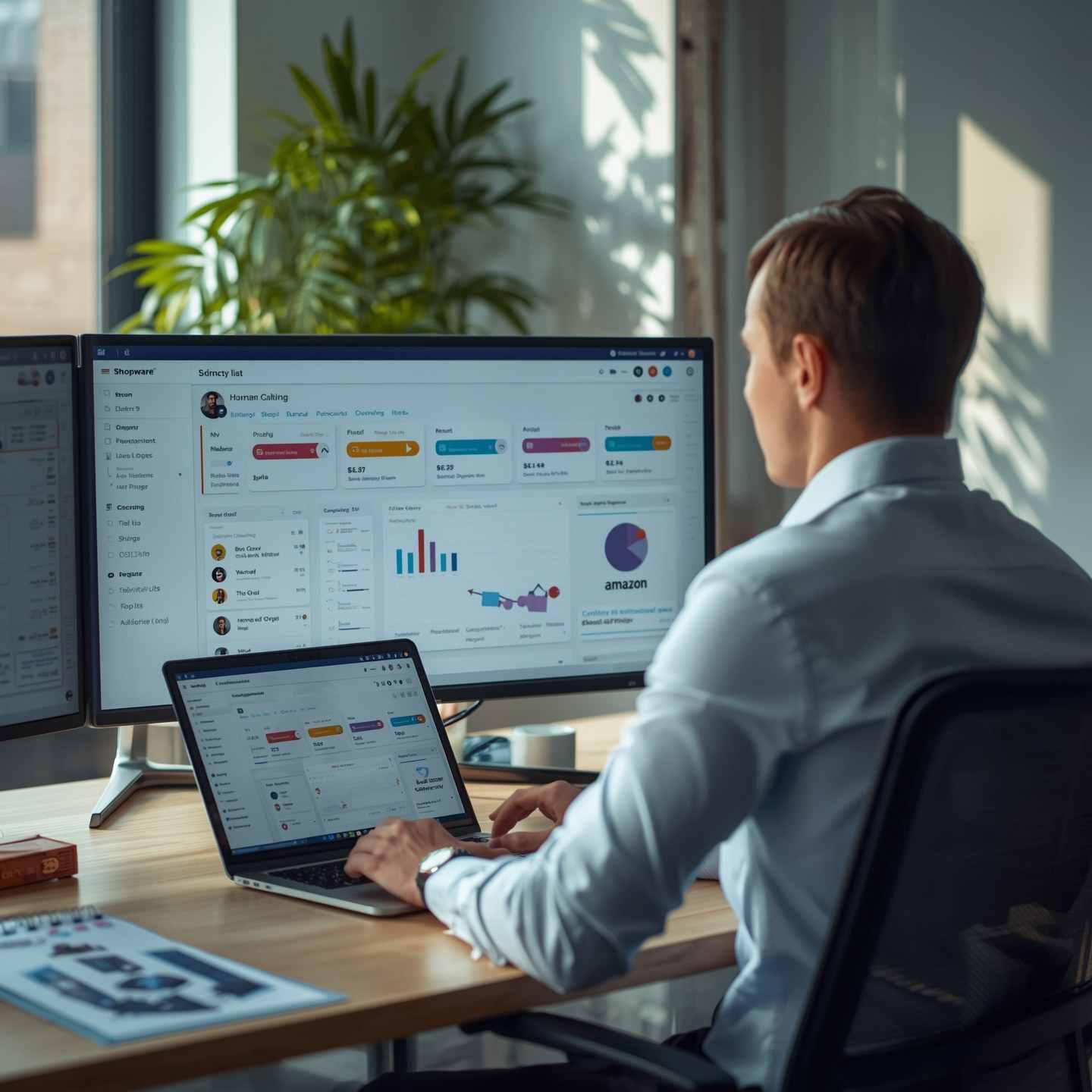 baselinker-realistisch-arbeit-schreibtisch BaseLinker Dashboard zur zentralen Steuerung
